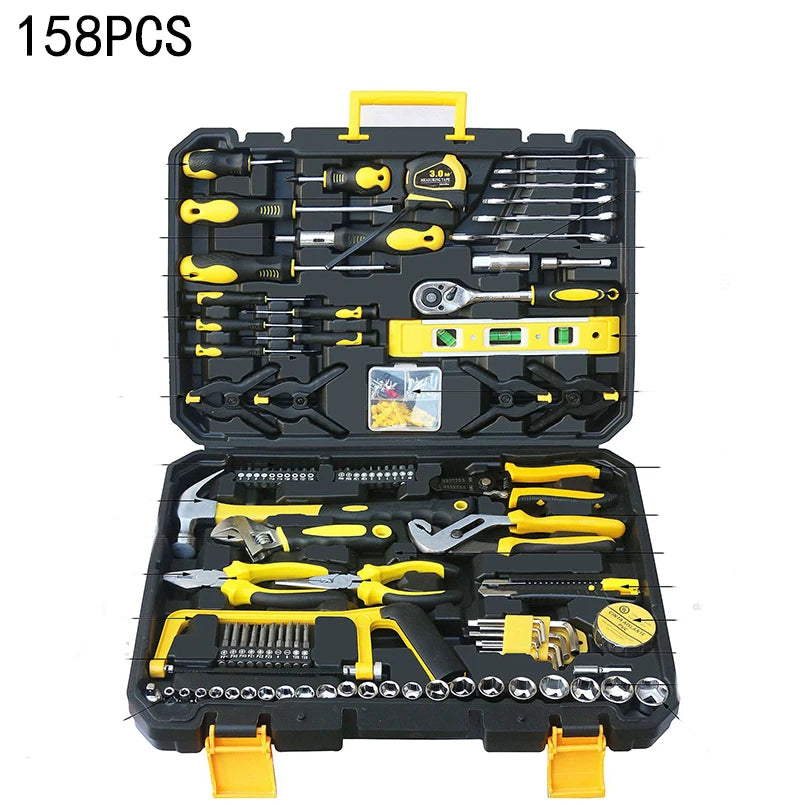 Novo conjunto de ferramentas manuais, conjunto de ferramentas combinadas, multifuncional, para uso doméstico, caixa de ferramentas manual para marcenaria, conjunto de ferramentas para reparos manuais.