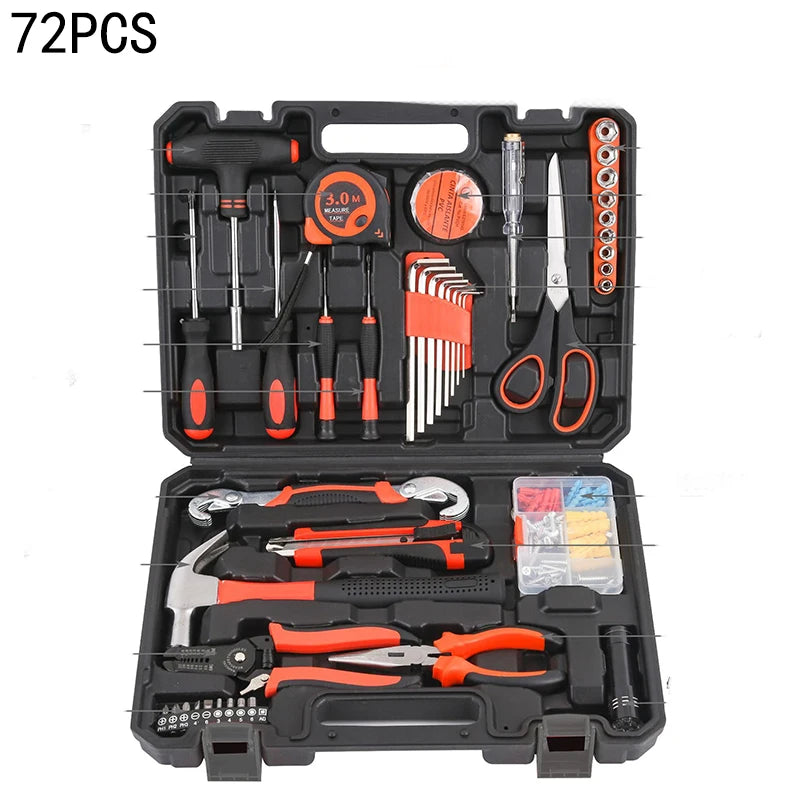 Novo conjunto de ferramentas manuais, conjunto de ferramentas combinadas, multifuncional, para uso doméstico, caixa de ferramentas manual para marcenaria, conjunto de ferramentas para reparos manuais.