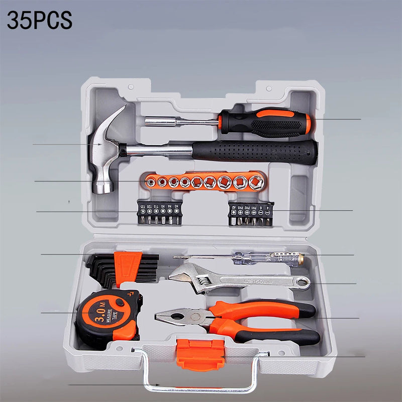 Novo conjunto de ferramentas manuais, conjunto de ferramentas combinadas, multifuncional, para uso doméstico, caixa de ferramentas manual para marcenaria, conjunto de ferramentas para reparos manuais.