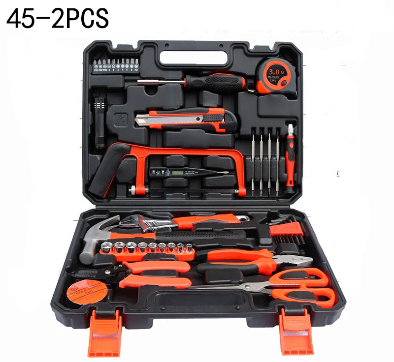 Novo conjunto de ferramentas manuais, conjunto de ferramentas combinadas, multifuncional, para uso doméstico, caixa de ferramentas manual para marcenaria, conjunto de ferramentas para reparos manuais.