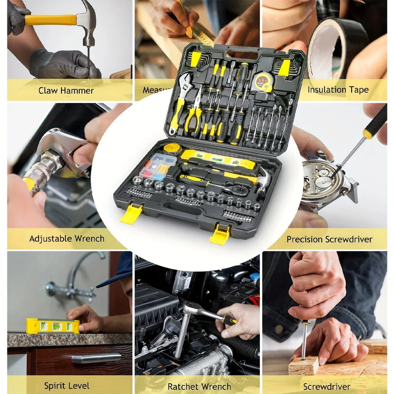 Conjunto de ferramentas Acmount com 108 peças para uso doméstico, ideal para reparos e manutenção.