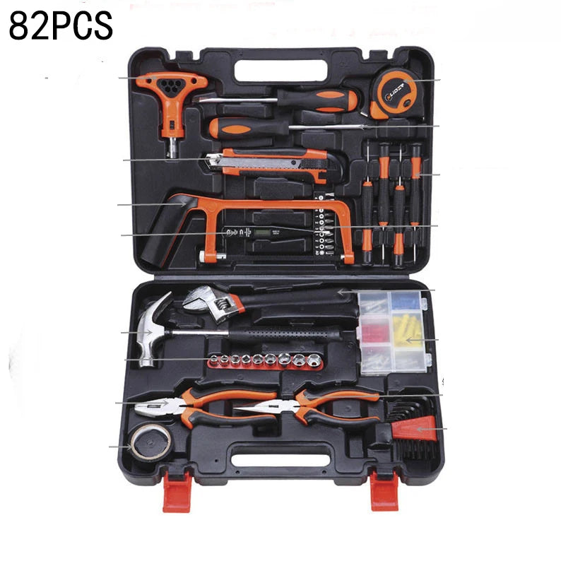 Novo conjunto de ferramentas manuais, conjunto de ferramentas combinadas, multifuncional, para uso doméstico, caixa de ferramentas manual para marcenaria, conjunto de ferramentas para reparos manuais.