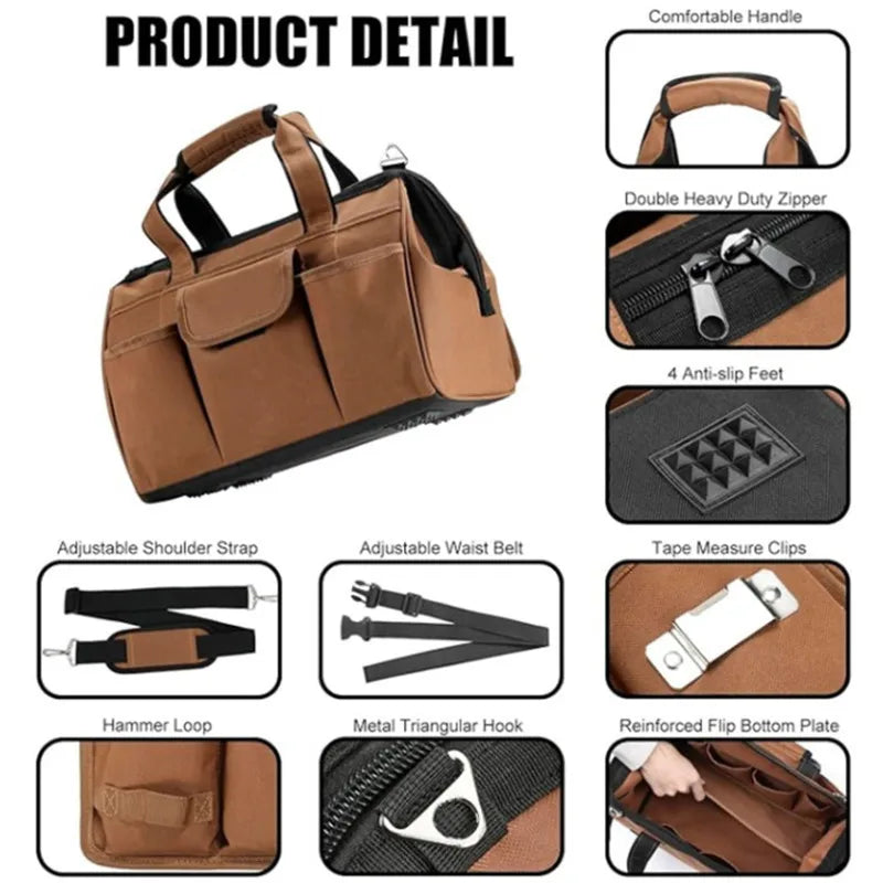 Electrician Tool Bag Professional Carpentry Working Tool Bag Multifunctional Complete Kit Toolkits Set Thickening Oxford Toolkit