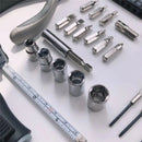 Conjunto de 27 peças de ferramentas manuais para reparo de máquinas, incluindo caixa de lata, relógio de carro, ferramentas digitais, chaves de fenda, alicates e muito mais.