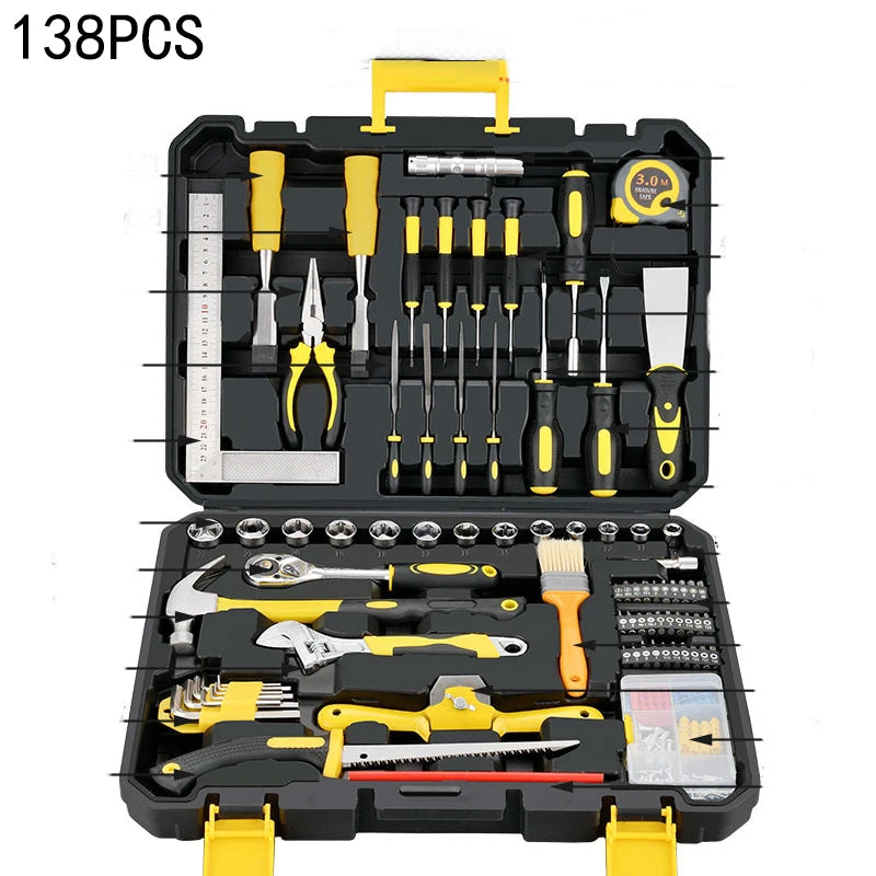 Novo conjunto de ferramentas manuais, conjunto de ferramentas combinadas, multifuncional, para uso doméstico, caixa de ferramentas manual para marcenaria, conjunto de ferramentas para reparos manuais.