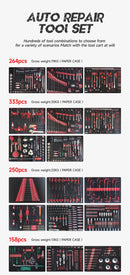 Carrinho de ferramentas com gavetas, armário e rodinhas para mecânico.