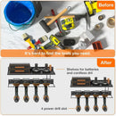 Suporte de parede para ferramentas elétricas, resistente, com painel perfurado, para armazenamento de ferramentas, furadeiras e chaves de fenda, ideal para oficinas e garagens.