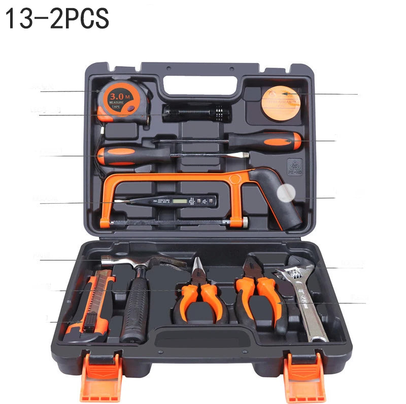 Novo conjunto de ferramentas manuais, conjunto de ferramentas combinadas, multifuncional, para uso doméstico, caixa de ferramentas manual para marcenaria, conjunto de ferramentas para reparos manuais.