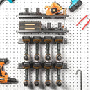 Suporte de parede para ferramentas elétricas, resistente, com painel perfurado, para armazenamento de ferramentas, furadeiras e chaves de fenda, ideal para oficinas e garagens.