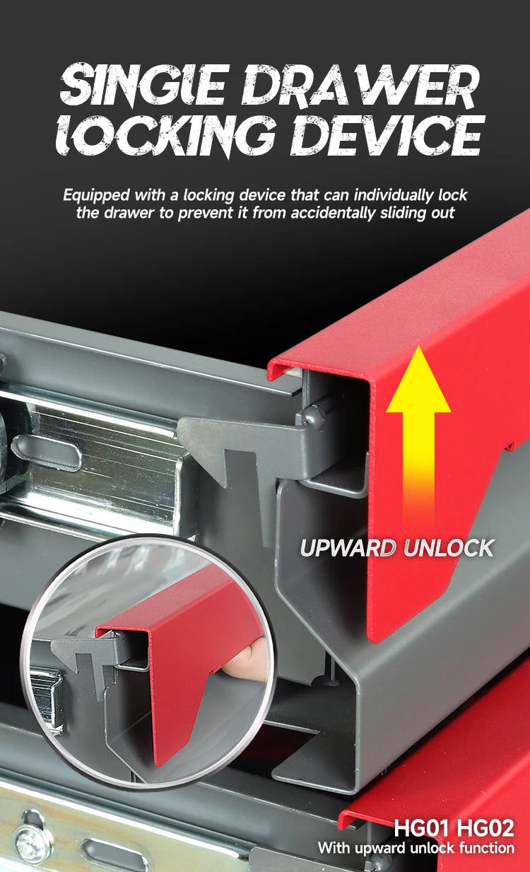 Carrinho de ferramentas com gavetas, armário e rodinhas para mecânico.