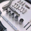 Conjunto de 27 peças de ferramentas manuais para reparo de máquinas, incluindo caixa de lata, relógio de carro, ferramentas digitais, chaves de fenda, alicates e muito mais.