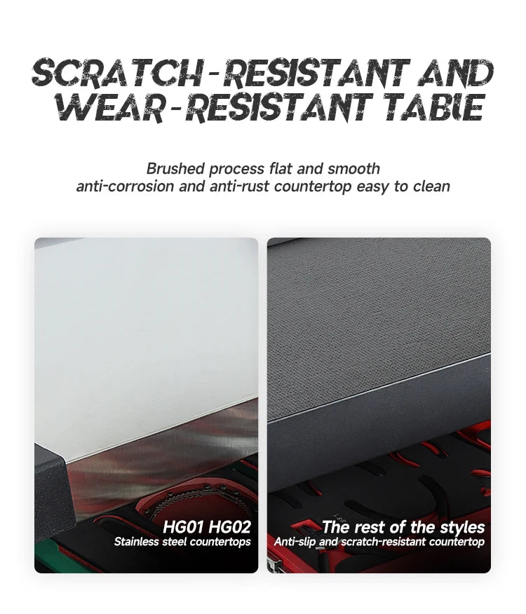 Carrinho de ferramentas com gavetas, armário e rodinhas para mecânico.