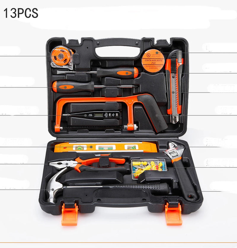 Novo conjunto de ferramentas manuais, conjunto de ferramentas combinadas, multifuncional, para uso doméstico, caixa de ferramentas manual para marcenaria, conjunto de ferramentas para reparos manuais.